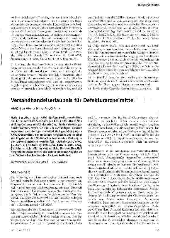 Vorschauseite 1: Versandhandelserlaubnis für Defekturarzneimittel