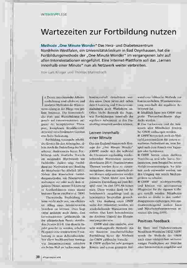 Vorschauseite 1: Wartezeiten zur Fortbildung nutzen