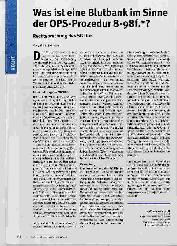 Vorschauseite 1: Was ist eine Blutbank im Sinne der OPS-Prozedur 8-98f.?