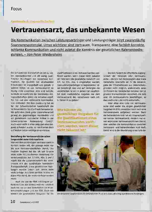 Vorschauseite 1: Vertrauensarzt, das unbekannte Wesen