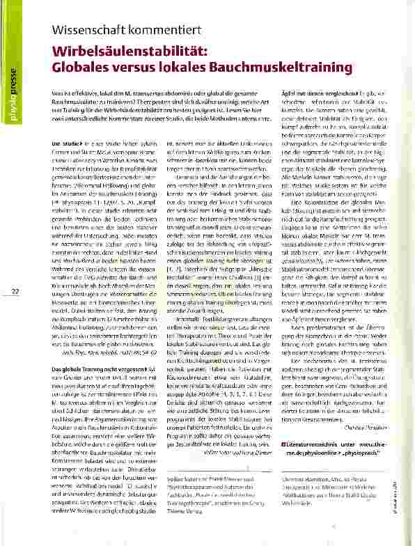 Vorschauseite 1: Wirbelsäulenstabilität: Globales versus lokales Bauchmuskeltraining