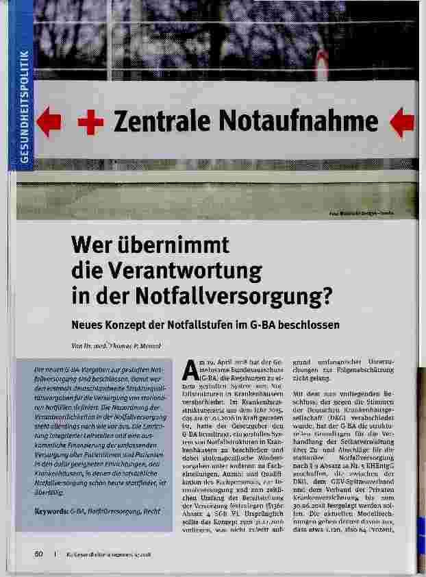 Vorschauseite 1: Wer übernimmt die Verantwortung in der Notfall Versorgung?