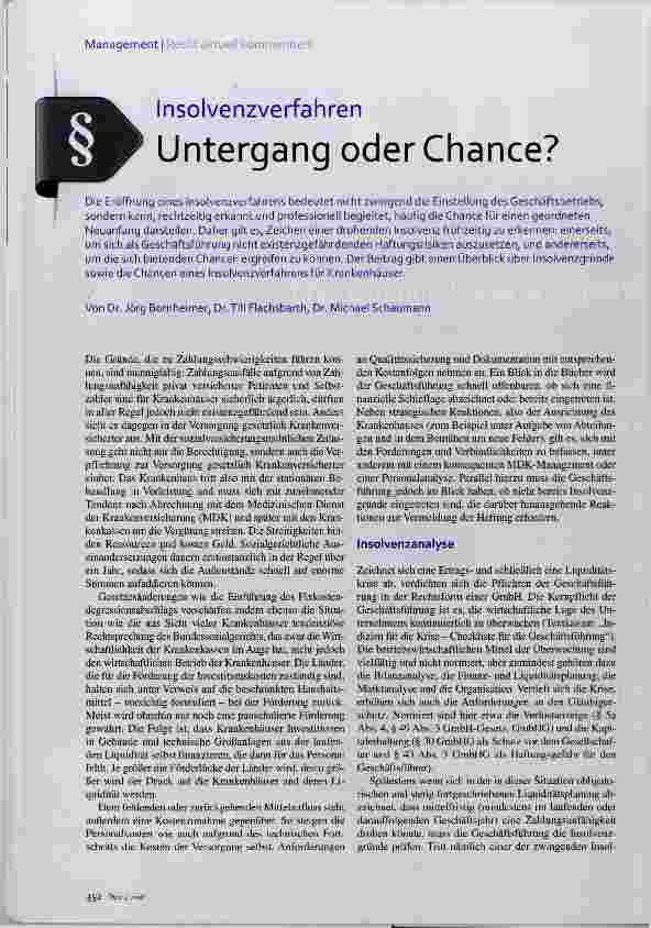 Vorschauseite 1: Untergang oder Chance?