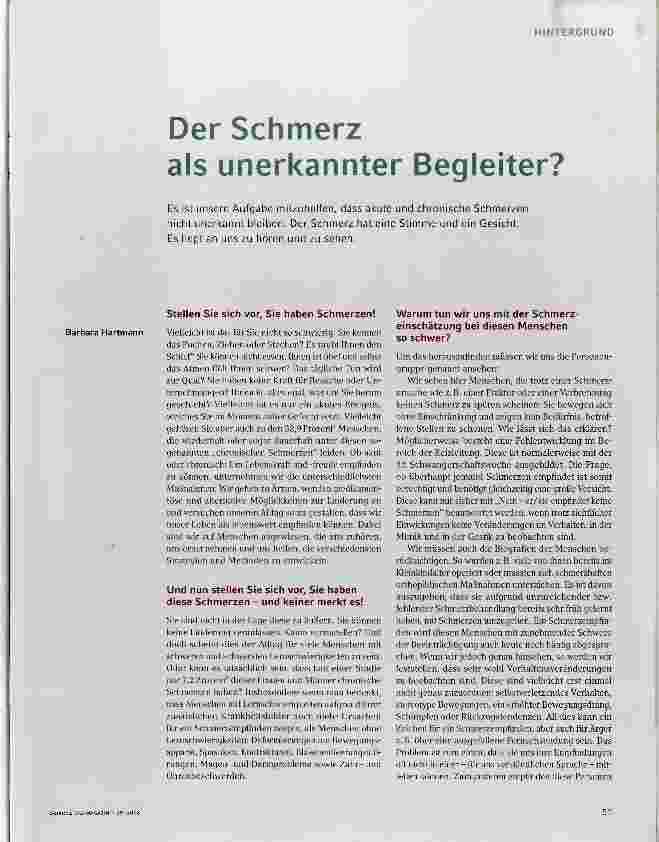 Vorschauseite 2: Der Schmerz als unerkannter Begleiter?