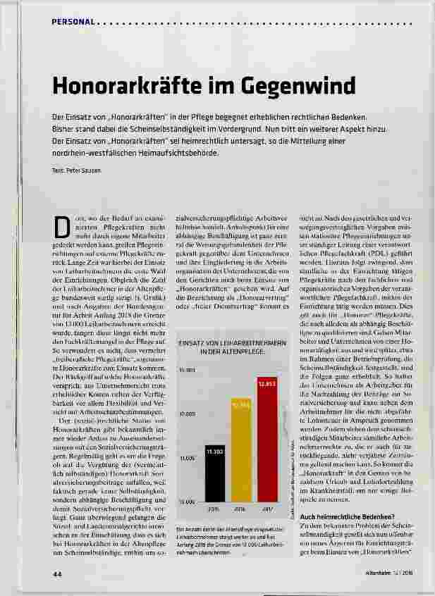 Vorschauseite 1: Honorarkräfte im Gegenwind