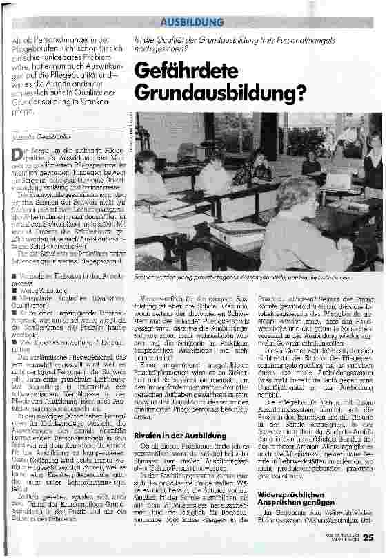 Vorschauseite 1: Gefährdete Grundausbildung; Ist die Qualität der Grundausbildung trotz Personalmangels noch gesichert