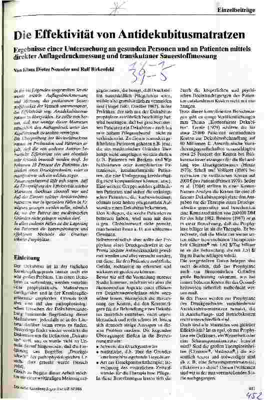 Vorschauseite 1: Die Effektivität von Antidekubitusmatratzen