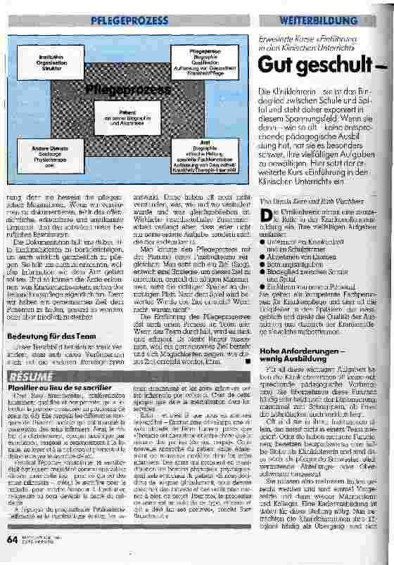 Vorschauseite 1: Gut geschult Die Kliniklehrerinsie ist das Bindeglied zwischen Schule u. Spital