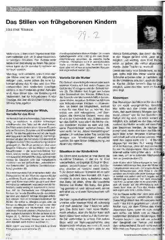 Vorschauseite 1: Das Stillen von frühgeborenen Kindern