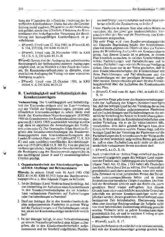 Vorschauseite 5: Das Krankenhaus in Rechtsprechung des Bundesverwaltungsgerichtes