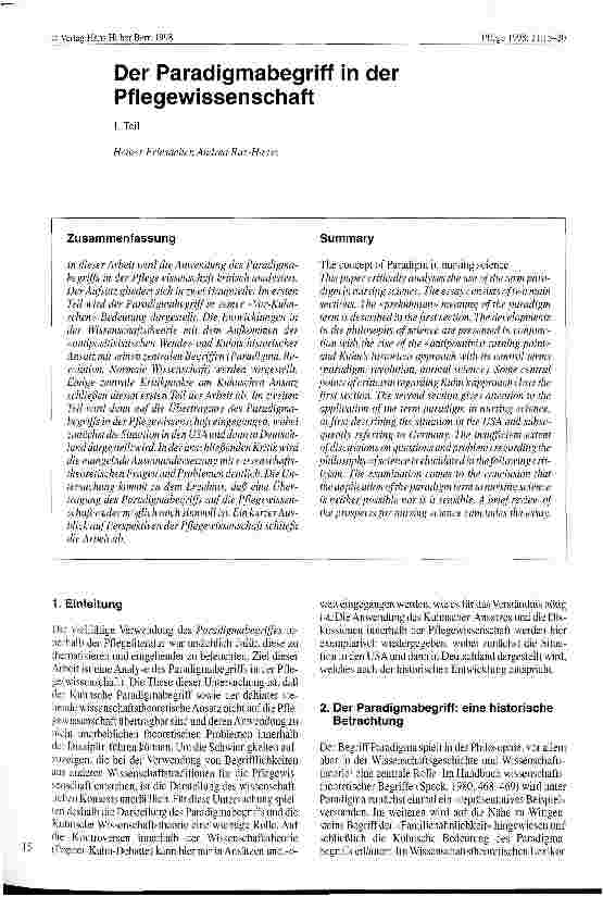 Vorschauseite 1: Der Paradigmabegriff in der Pflegewissenschaft Teil 1