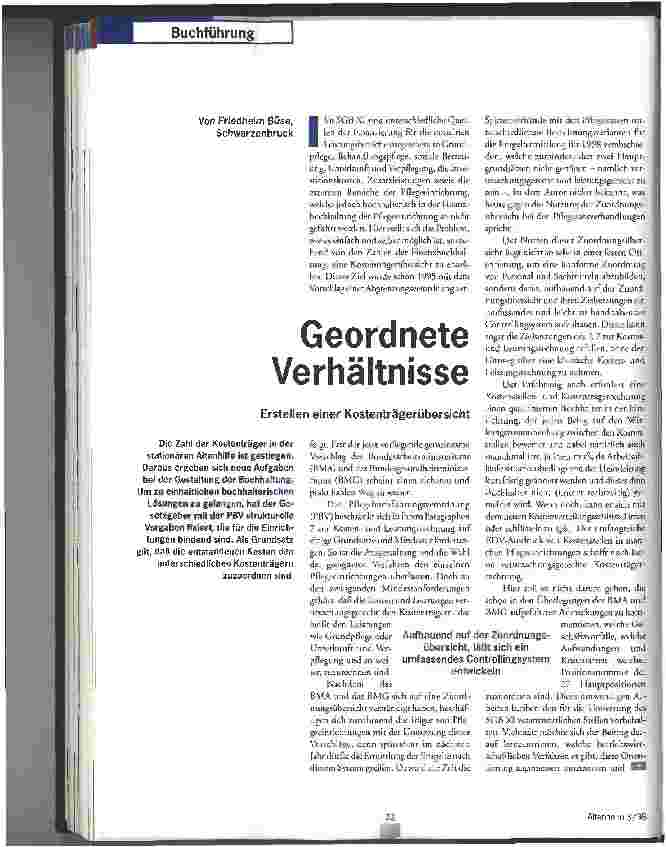 Vorschauseite 1: Geordnete Verhältnisse Erstellen einer Kostenträgerübersicht
