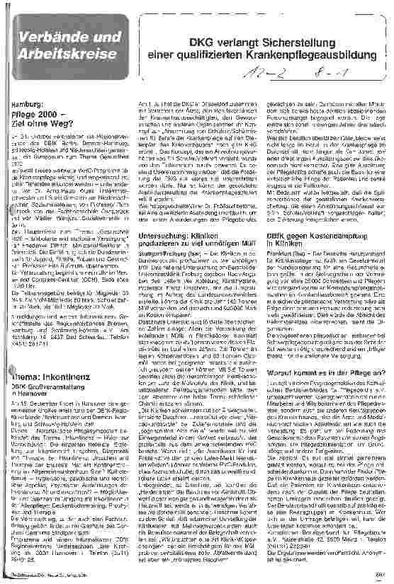 Vorschauseite 1: DKG verlangt Sicherstellung einer qualifizierten Krankenpflegeausbildung