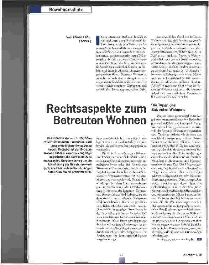 Vorschauseite 1: Rechtsaspekte zum Betreuten Wohnen