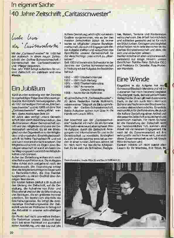 Vorschauseite 1: 40 Jahre Zeitschrift Caritasschwester 2. Teil