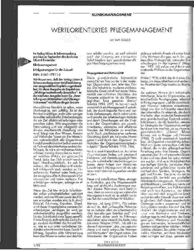Vorschauseite 1: Werteorientiertes Pflegemanagement
