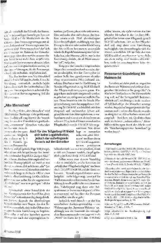 Vorschauseite 4: Betreutes Wohnen und Heimgesetz Rechtsunsicherheit bei Seniorenimmobilien neueren Zuschnitts