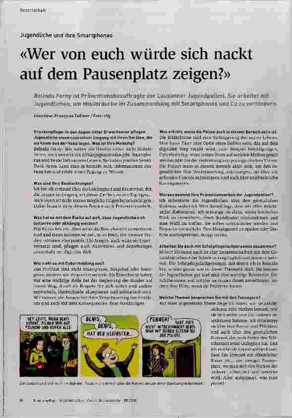 Vorschauseite 1: «Wer von euch würde sich nackt auf dem Pausenplatz zeigen?»