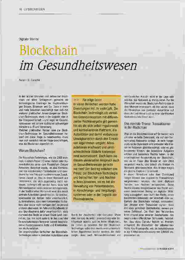 Vorschauseite 1: Blockchain im Gesundheitswesen