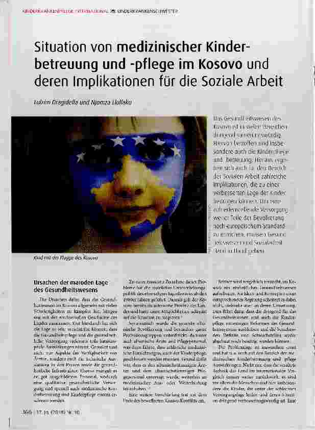 Vorschauseite 1: Situation von medizinischer Kinderbetreuung und -pflege im Kosovo und deren Implikationen für die Soziale Arbeit