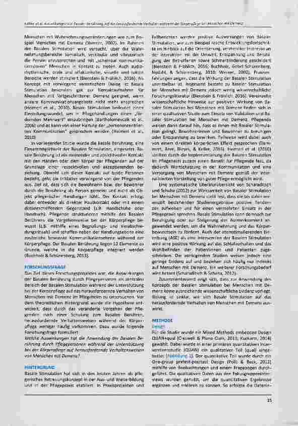 Vorschauseite 3: Auswirkungen von Basaler Berührung auf das herausfordernde Verhalten während der Körperpflege bei Menschen mit Demenz: eine Mixed Methods Studie