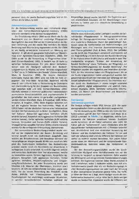 Vorschauseite 5: Auswirkungen von Basaler Berührung auf das herausfordernde Verhalten während der Körperpflege bei Menschen mit Demenz: eine Mixed Methods Studie