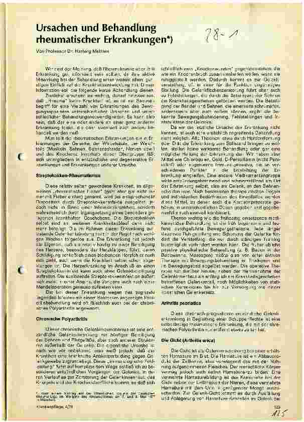Vorschauseite 1: Ursachen und Behandlung rheumatischer Erkrankungen