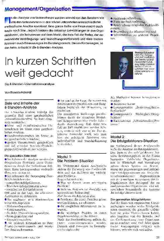 Vorschauseite 1: In kurzen Schritten weit gedacht Die 8-Stunden Unternehmensanalyse