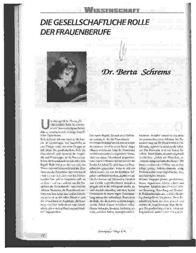 Vorschauseite 1: Die gesellschaftliche Rolle der Frauenberufe