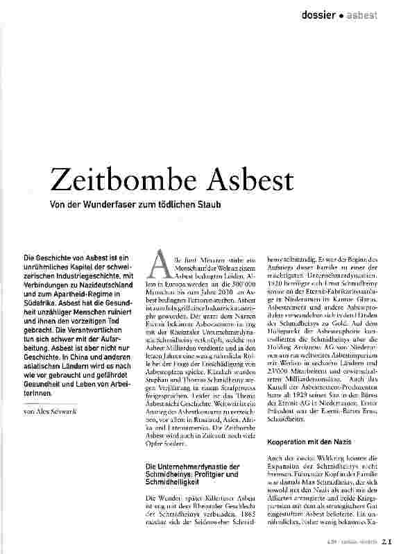 Vorschauseite 1: Zeitbombe Asbest Von der Wunderfaser zum tödlichen Staub