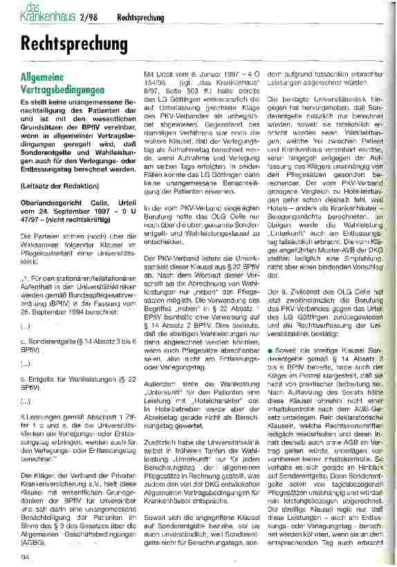 Vorschauseite 1: Rechtsprechung: Allgemeine Vertragsbedingungen