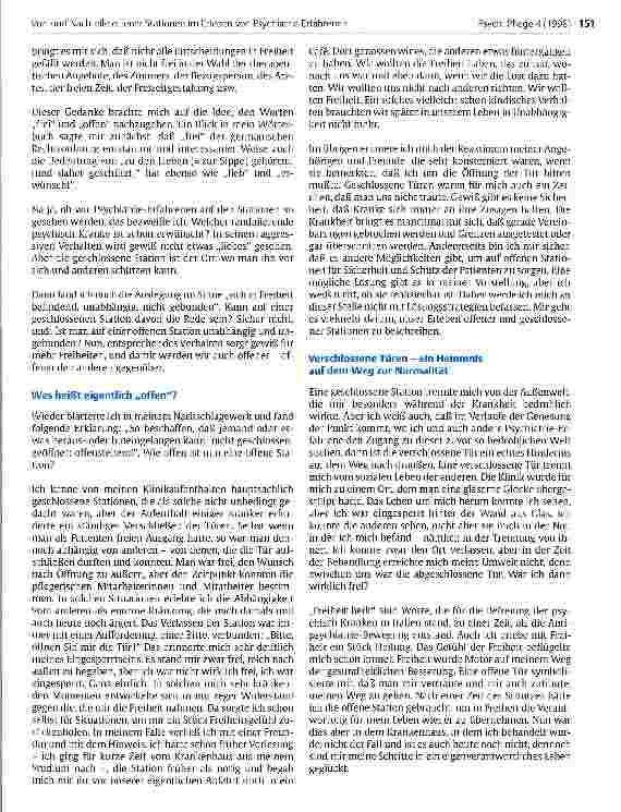 Vorschauseite 3: Vorund Nachteile offener Stationen im Erleben von Psychiatrie-Erfahrenen