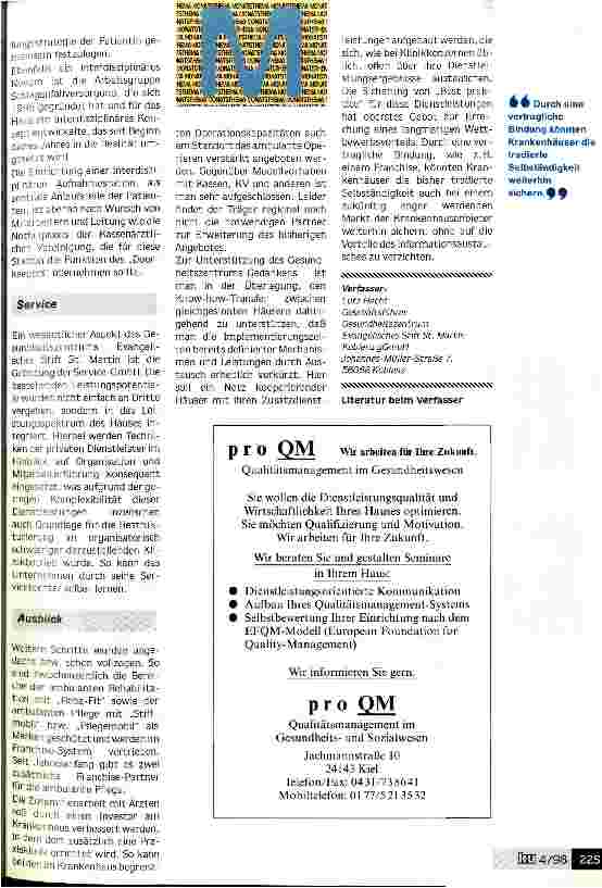 Vorschauseite 5: Gesundheitszentrum bedeutet nicht wildern in frmden Revieren Es gilt, die langfristige Existnz des Hauses zu sichern