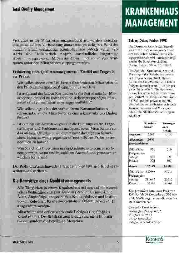 Vorschauseite 3: Kann sich ein modernes Krankenhausmanagement ein professionelles Qualitätsmanagement leisten?