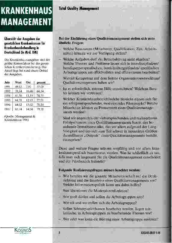 Vorschauseite 6: Kann sich ein modernes Krankenhausmanagement ein professionelles Qualitätsmanagement leisten?