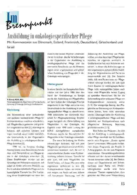 Vorschauseite 1: Ausbildung in onkologiespezifischer Pflege