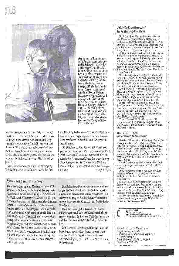Vorschauseite 2: Ambulante Ergotherapie Ergotherapeuten tagten vom 8.-11.04.1988 im Congress-Centrum Hamburg