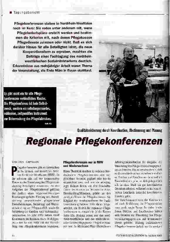 Vorschauseite 1: Regionale Pflegekonferenzen Qualitätssicherung durch Koordination, Abstimmung und Planung