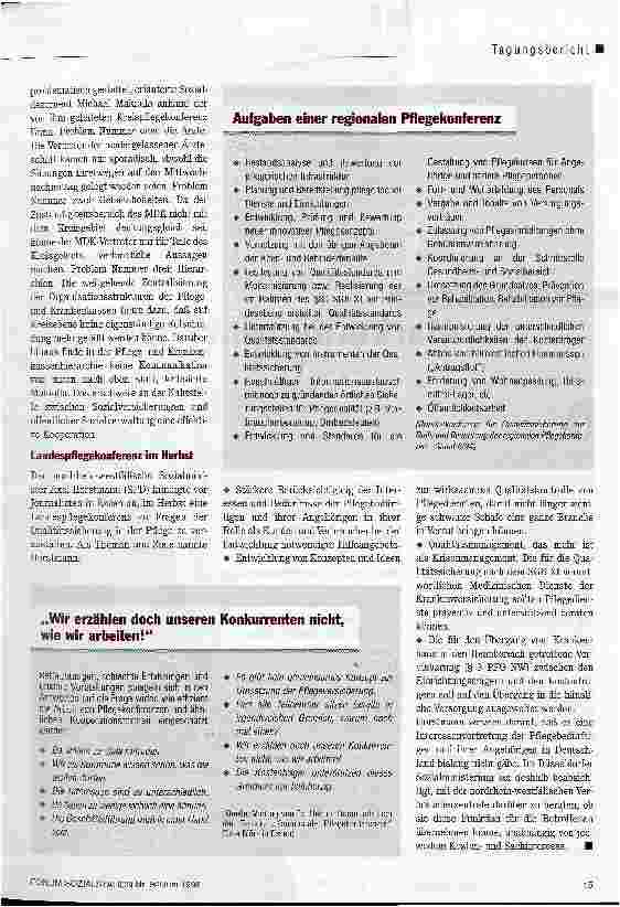 Vorschauseite 4: Regionale Pflegekonferenzen Qualitätssicherung durch Koordination, Abstimmung und Planung