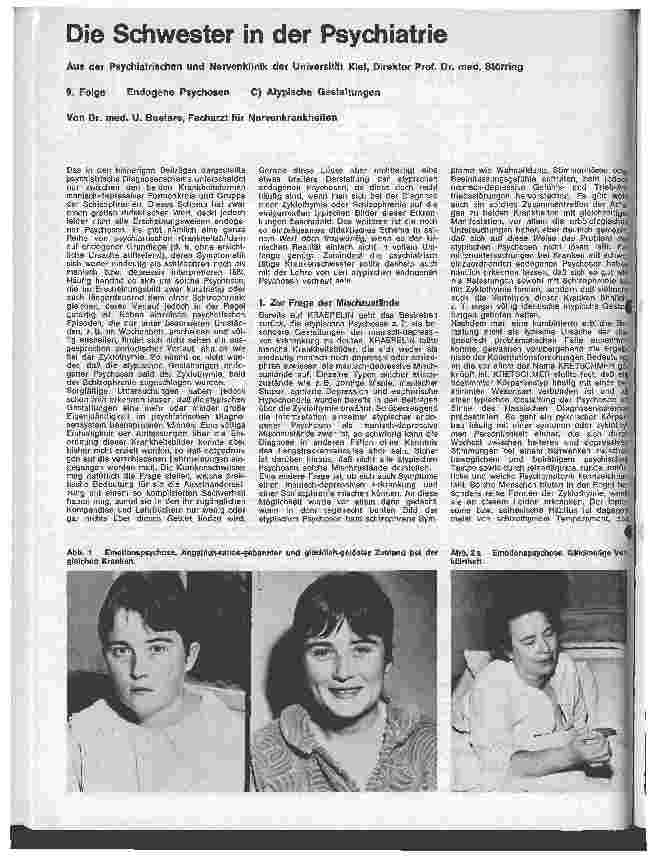 Vorschauseite 1: Die Schwester in der Psychiatrie 9. Folge: Endogene Psychosen c) Atypische Gestaltungen