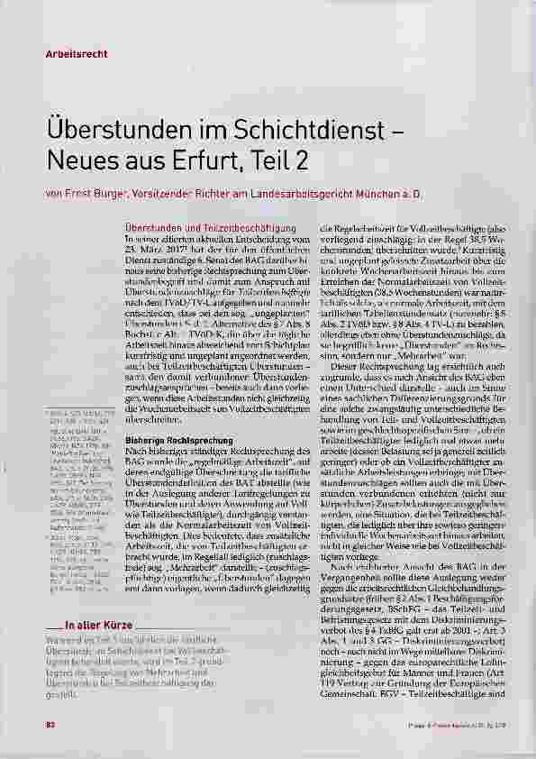 Vorschauseite 1: Überstunden im Schichtdienst Neues aus Erfurt, Teil 2