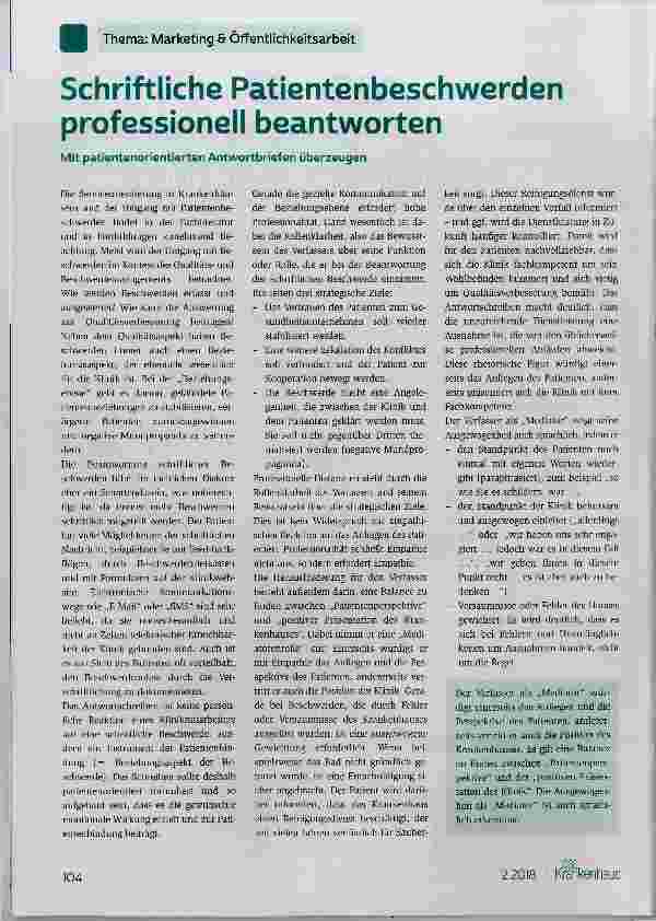 Vorschauseite 1: Schriftliche Patientenbeschwerden professionell beantworten
