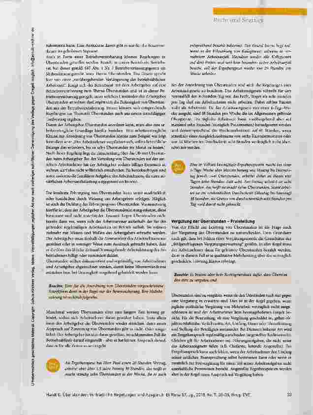 Vorschauseite 2: Recht und Soziales Überstunden: Vertragliche Regelungen und Ausgleich