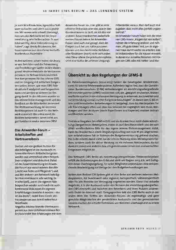 Vorschauseite 4: 10 Jahre CIRS Berlin Das lernende System