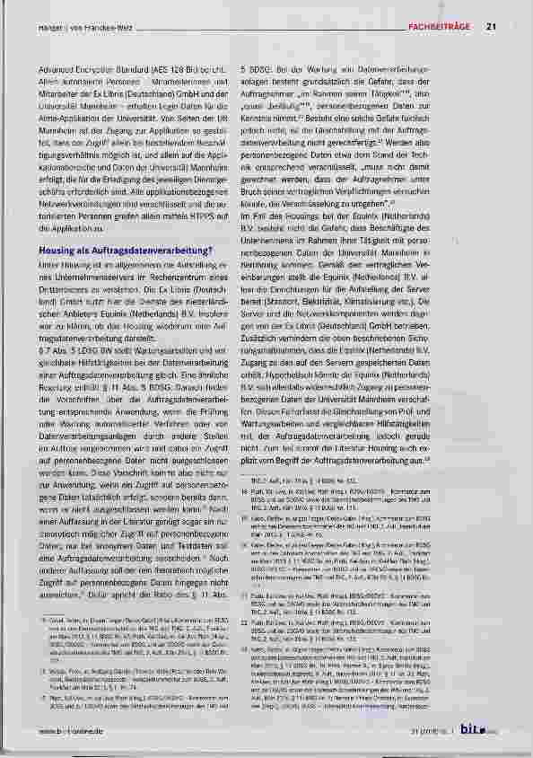Vorschauseite 4: Datenschutzrechtliche Fragen bei der Einführung der Bibliothekssoftware Alma