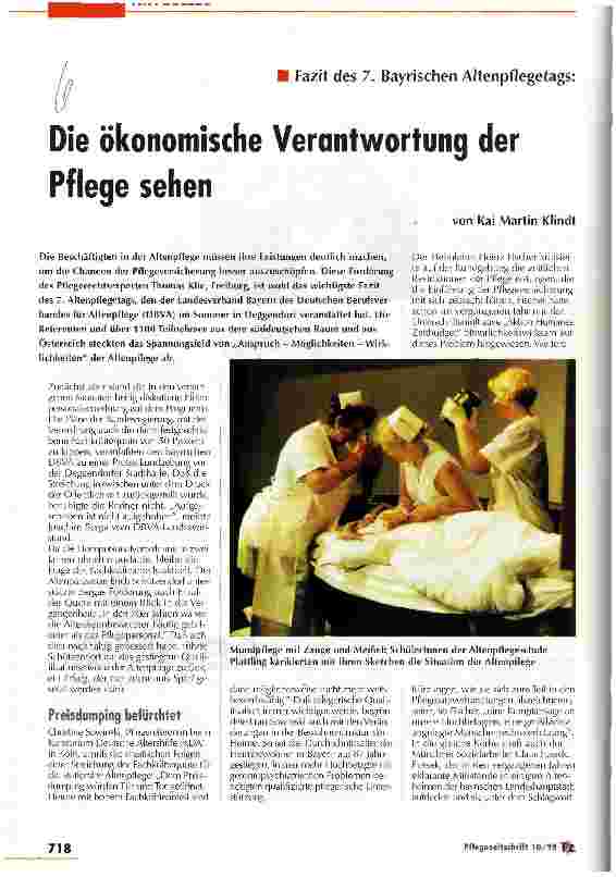 Vorschauseite 1: Die ökonomische Verantwortung der Pflege sehen Fazit des 7. Bayrischen Altenpflegetags