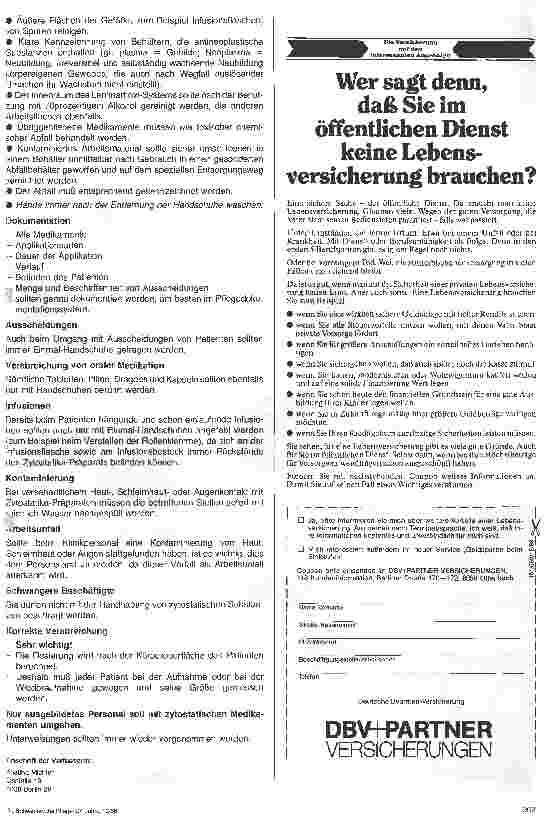 Vorschauseite 3: Onkologische Pflege 6. Folge: Pflege bei internistischer Chemotherapie
