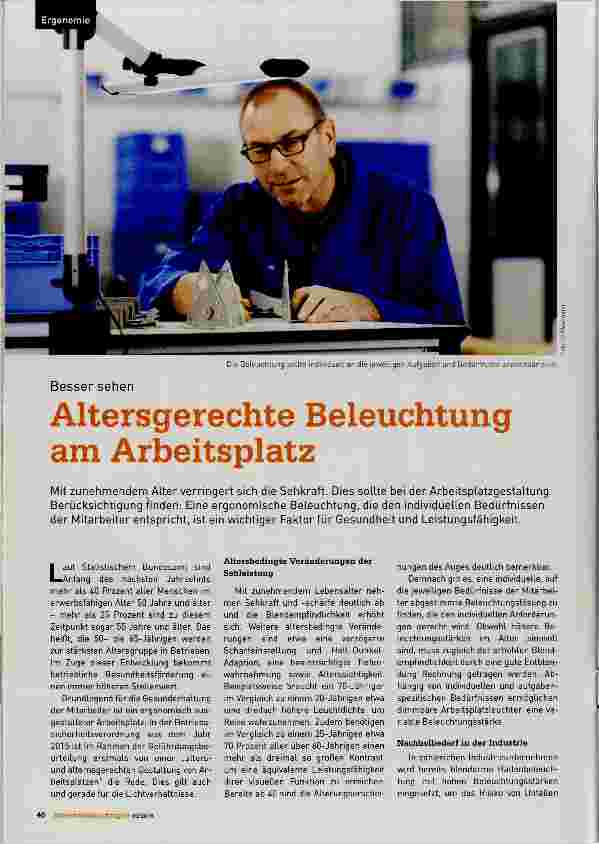 Vorschauseite 1: Altersgerechte Beleuchtung am Arbeitsplatz