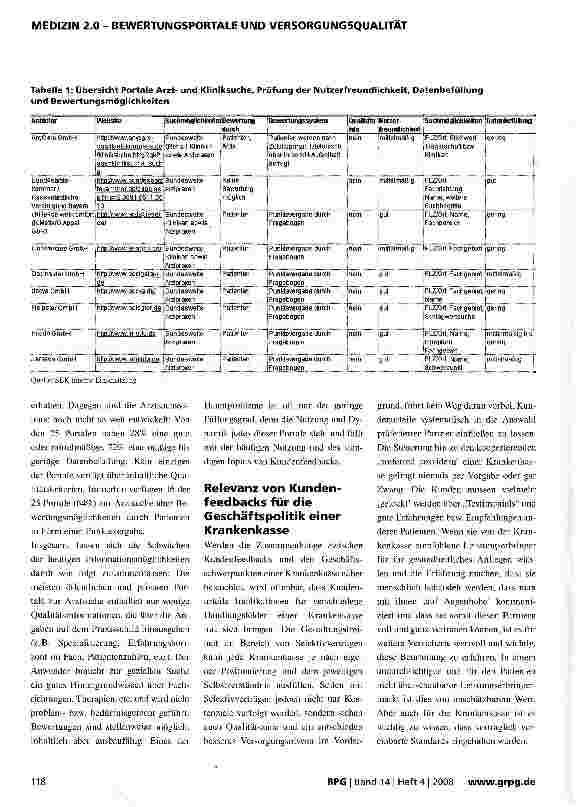 Vorschauseite 3: Internetbewertung durch Verbraucher und Patienten -Entscheidungshilfen für Kranken kassen bei Direktverträgen