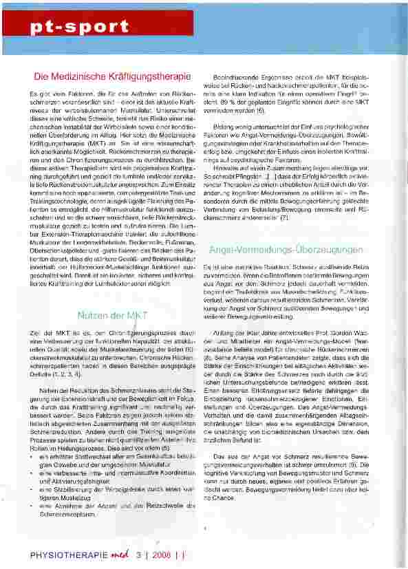 Vorschauseite 2: Medizinische KräftigungstherapieStudie: Abbau von Angst-Vermeidungs-Überzeugungen